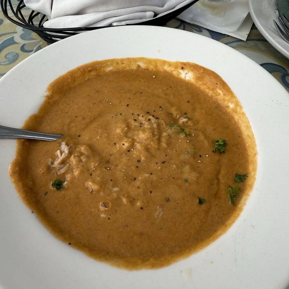 Amalia Cafe - Lobster Bisque with lump crab meat on top - Spanish Near Me - St Thomas, Virgin Islands Amalia Cafe - Lobster Bisque with lump crab meat on top - Spanish Near Me - St Thomas, Virgin Islands