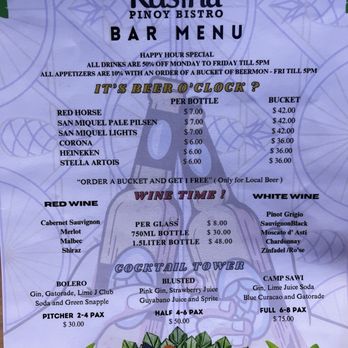 Kusina Pinoy Bistro - Bar menu - Filipino Near Me - Woodside, New York Kusina Pinoy Bistro - Bar menu - Filipino Near Me - Woodside, New York