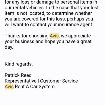 Avis - Email saying "Sorry we stole your earbuds, we're not responsible for our thieving personnel." - Car Rental Near Me - Albuquerque, New Mexico