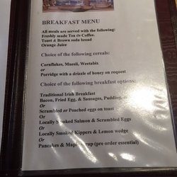 Beacon Shore Guesthouse - Breakfast menu