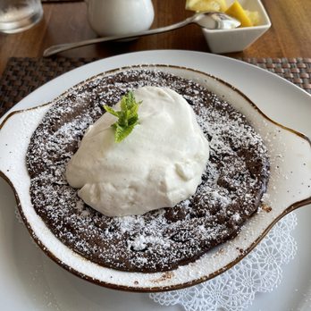Rylu’s Bistro - Sat 6/5/21. Eat desert first. Fresh pitted cherries backed in chocolate cake topped with fresh whipped cream. Yum. - New American Near Me - Santa Clara, Utah