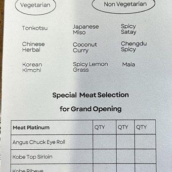 Bosa Kobe - Soft opening temp menu - Hot Pot Near Me - Scottsdale, Arizona