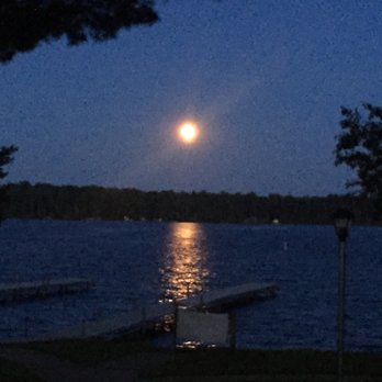 Pike's Pine Isle Lodge - Full moon over Medicine Lake - Bars Near Me - Three Lakes, Wisconsin