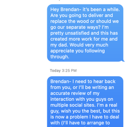 Local Firewood Delivery - 4 Weeks pass without him being in touch, ignoring me.