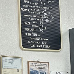 New Fashion Hair Design - Cash or checks only. Price menu as of 1/23
