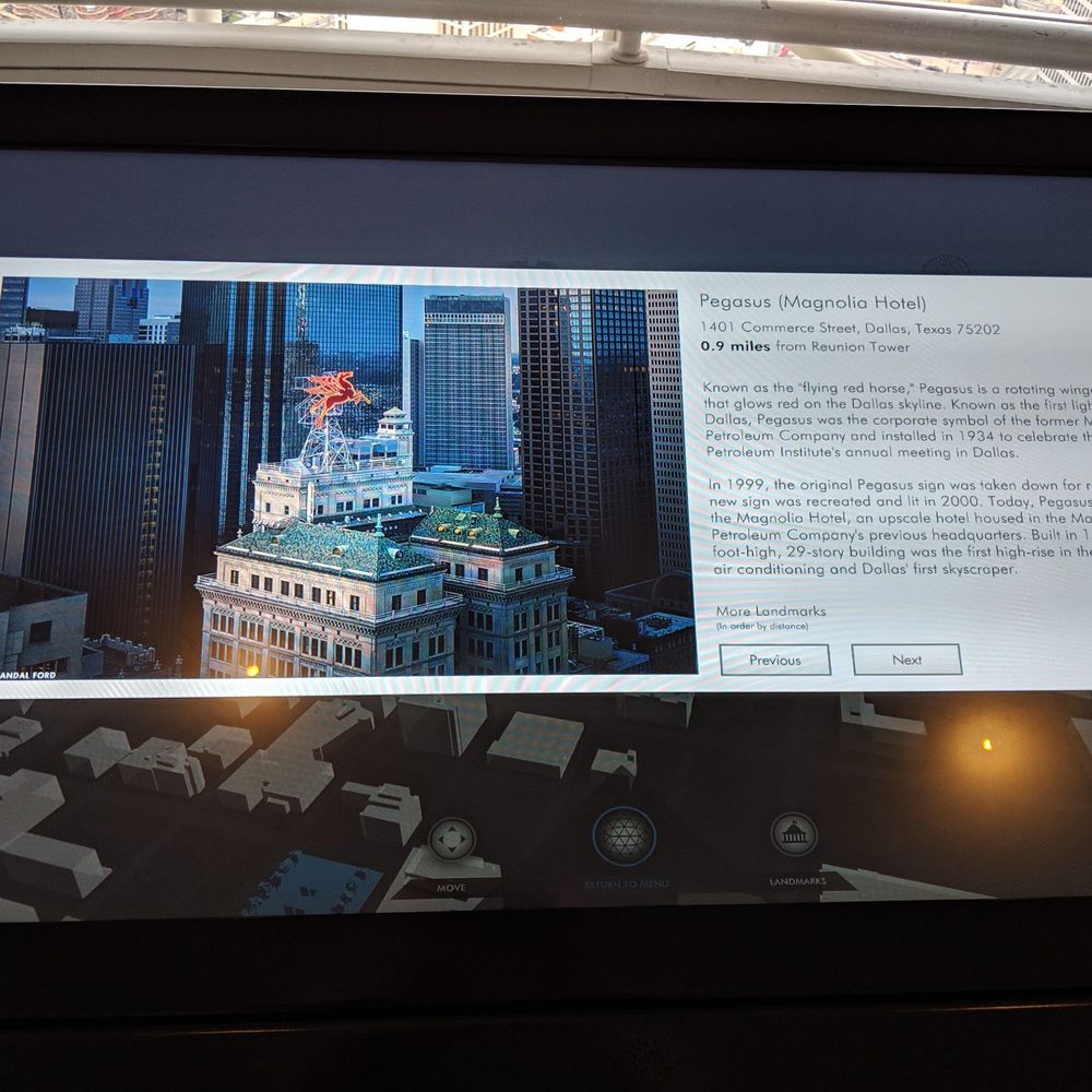 Reunion Tower - Interactive screen - Landmarks & Historical Buildings Near Me - Dallas, Texas Reunion Tower - Interactive screen - Landmarks & Historical Buildings Near Me - Dallas, Texas
