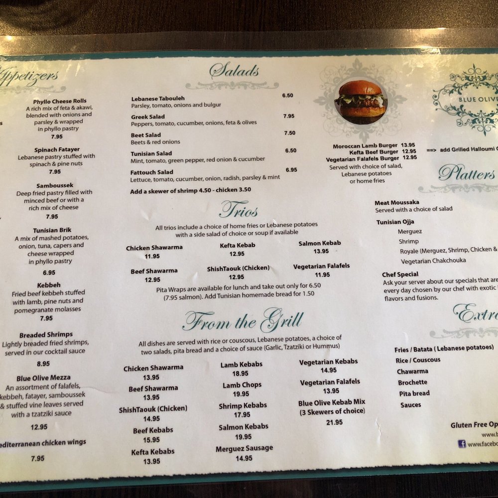 The menu with lots of delicious things