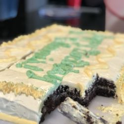 Gather Catering - Happy birthday, lemon curd- dark chocolate with buttercream frosting