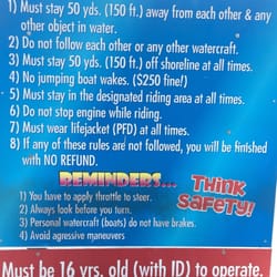 Route 72 Waverunner & Kayak - Follow the rules. Or else.