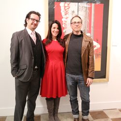 Woodbury Art Museum - Director Lisa Anderson with Curators James Rees (right) and Chauncey Secrist