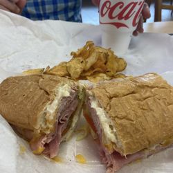 Overstuffed Po Boys - Hot ham and cheese poboy