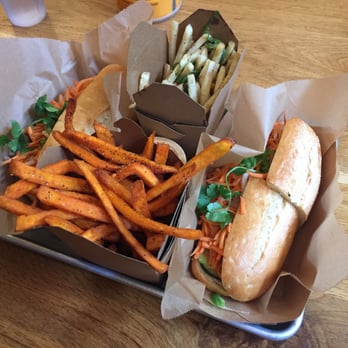 Bun Mee - Sweet Potato Fries, Salt and Pepper Fries with Combo and Chicken Sandos. - Vietnamese Near Me - San Francisco, California Bun Mee - Sweet Potato Fries, Salt and Pepper Fries with Combo and Chicken Sandos. - Vietnamese Near Me - San Francisco, California