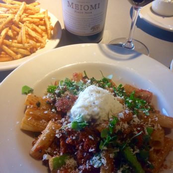 Bazille - Rigatoni with chicken sausage and burrata. - New American Near Me - San Diego, California Bazille - Rigatoni with chicken sausage and burrata. - New American Near Me - San Diego, California