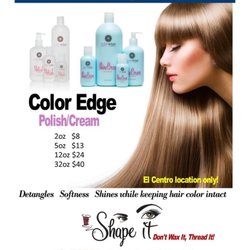 Shape It Threading - Color Edge Leave in hair treatment. Helps detangle, moisturizer and polish hair