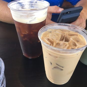 Cafe Smitten - Iced latte and cold brew before he added almond milk and stevia - Coffee & Tea Near Me - Bakersfield, California