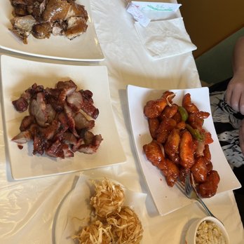 Zhang's Kitchen - C11. Sweet and Sour Chicken, fried shrimp ball, bbq pork, Q7. Hong Kong Style Roasted Duck - Dim Sum Near Me - Plano, Texas