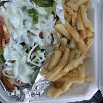 Gyro Oasis Gyro & Kebab - Gyro extra meat and French fries. - Mediterranean Near Me - Irving, Texas
