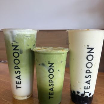 Teaspoon - Banana Matcha Royale ($7.25), Double Matcha ($7.25), Strawberry Colada Smoothie ($7 + $.75 for boba) - Bubble Tea Near Me - San Diego, California