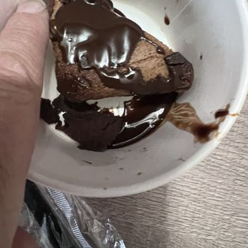 Applebee's Grill + Bar - Tiny birthday brownie.  It was tough and chewy like the rest of the food. - American Near Me - Santa Fe, New Mexico