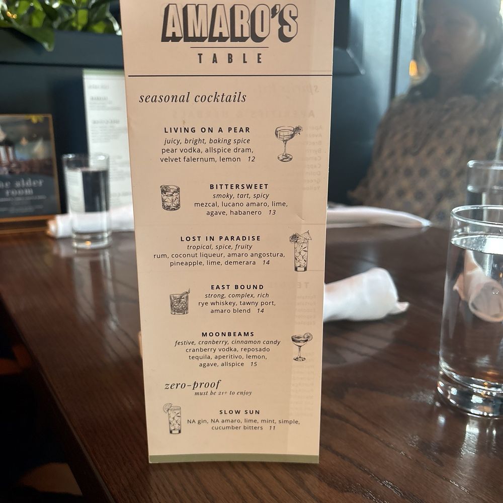 Amaro’s Table - Menu - New American Near Me - Castle Rock, Washington