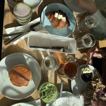 Nemesis Coffee - Mortadella sandwiches, iced matcha latte, hot ube matcha latte, tiramisu croissant, pistachio croissant, toast with butter and jam - Cafes Near Me - Vancouver, British Columbia