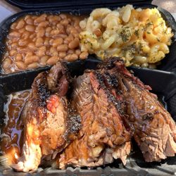 Chef Rell’s Place - BBQ brisket plate, vegetable baked beans and macaroni & cheese