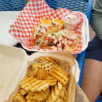Tin Fish - Two fish tacos & fries $19.99 - Seafood Near Me - Oceanside, California