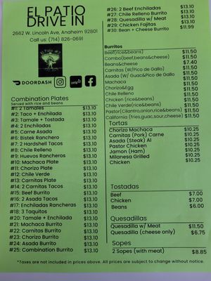 Menu photo 2 El Patio Drive In Anaheim, CA Menu photo 2 El Patio Drive In Anaheim, CA