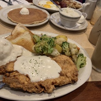 Cypress Breakfast House - Chicken fried chicken entree and vanilla iced coffee - Breakfast & Brunch Near Me - Cypress, Texas