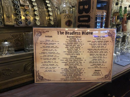 Menu photo 4 The Headless Widow New York, NY