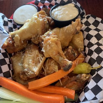 The Loose Wheel - Garlic Parmesan Bone In Chicken Wings - Bars Near Me - Puyallup, Washington The Loose Wheel - Garlic Parmesan Bone In Chicken Wings - Bars Near Me - Puyallup, Washington