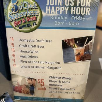 5 O'Clock Somewhere - Great atmosphere, great staff and the food was reasonably priced and you don't have to stay to enjoy the bar Lots of fun here - Cocktail Bars Near Me - Naples, Florida
