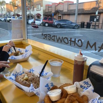 Splash Cafe - Window seat, lobster roll and awesome crispy onion rings - American Near Me - Pismo Beach, California
