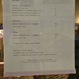 The menu, it's a surprise.