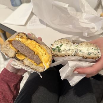 El Bagel - Sausage egg and cheese, everything bagel with scallion cream cheese - Bagels Near Me - Las Vegas, Nevada