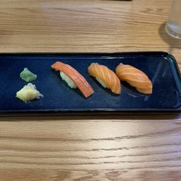 Crab and salmon nigiri Crab and salmon nigiri