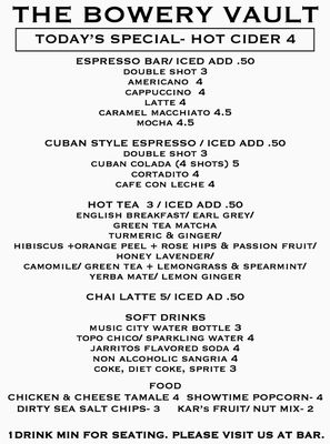 Menu photo 2 The Bowery Vault Nashville, TN Menu photo 2 The Bowery Vault Nashville, TN