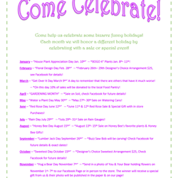 Pioneer Floral & Greenhouse - Monthly Holidays!  Come celebrate with us! Each month will feature a special treat for each holiday!