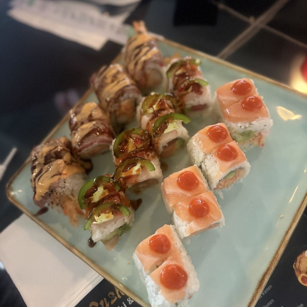 Sushi Yama - Left: cowboy roll, middle: crazy yellowtail roll, right: kobe 24 - Izakaya Near Me - Indianapolis, Indiana Sushi Yama - Left: cowboy roll, middle: crazy yellowtail roll, right: kobe 24 - Izakaya Near Me - Indianapolis, Indiana