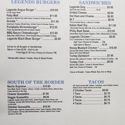 Legends Sports Bar & Grill - Legends Burgers and Sandwiches.