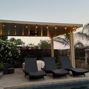 The Blind Butler - Another picture of the patio cover and LED strings lights. - Shutters Near Me