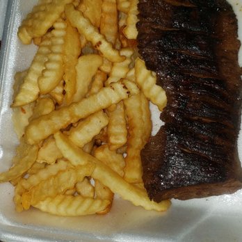 Hungry Fox - Yes I like my steak extra well lol.  Marinated skirt steak with fries - Breakfast & Brunch Near Me - North Hollywood, California