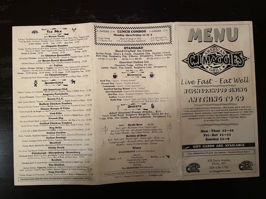 Menu photo 2 C.J. Maggie's American Grill Elkins, WV Menu photo 2 C.J. Maggie's American Grill Elkins, WV