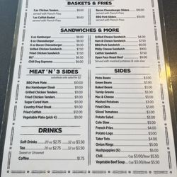 Old South Restaurant - Menu Back
