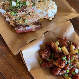 Panko Crusted Ahi and pineapple chicken Panko Crusted Ahi and pineapple chicken