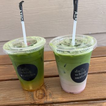 Daily Whisk Matcha - Lilikoi matcha soda and strawberry matcha - Cafes Near Me - Honolulu, Hawaii