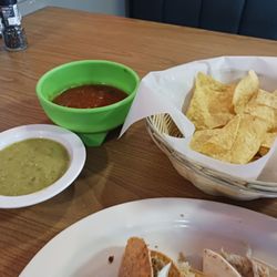 La Palma Family Restaurant - Salsa Verde and their regular salsa