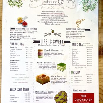 LimeRed Teahouse - Menu - teas - sept 2021 - Cafes Near Me - Northampton, Massachusetts