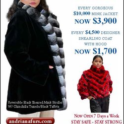 Andriana Furs - NEW YEARS SUPER SALE 60% OFF EVERY GARMENT! ONLY HERE AT ANDRIANA FURS. COME AND GET YOURS TODAY!!! SEE YOU SOON!!!