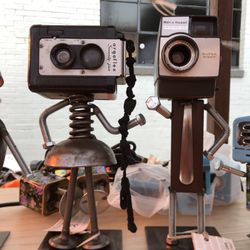 Get Bent Metal Works Shawn Corder artist who makes wonderful art from vintage cameras into whimsical Bluetooth speakers and lights